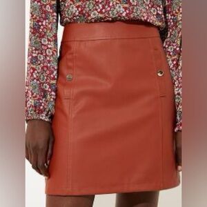 Loft Brown Vegan Faux Leather A-Line Skirt